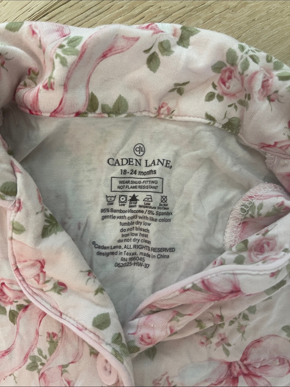 Caden Lane Pink Bows in Bloom Girls Pajama Set 18-24 months - Picture 2 of 3